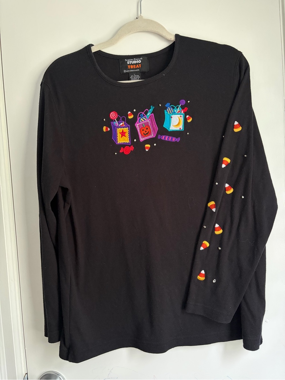 Designers Originals Black Long-Sleeve Halloween Candy Tee